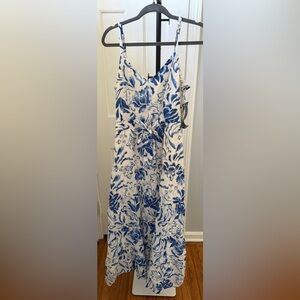 MSK Blue and White Floral Dress Medium NWT